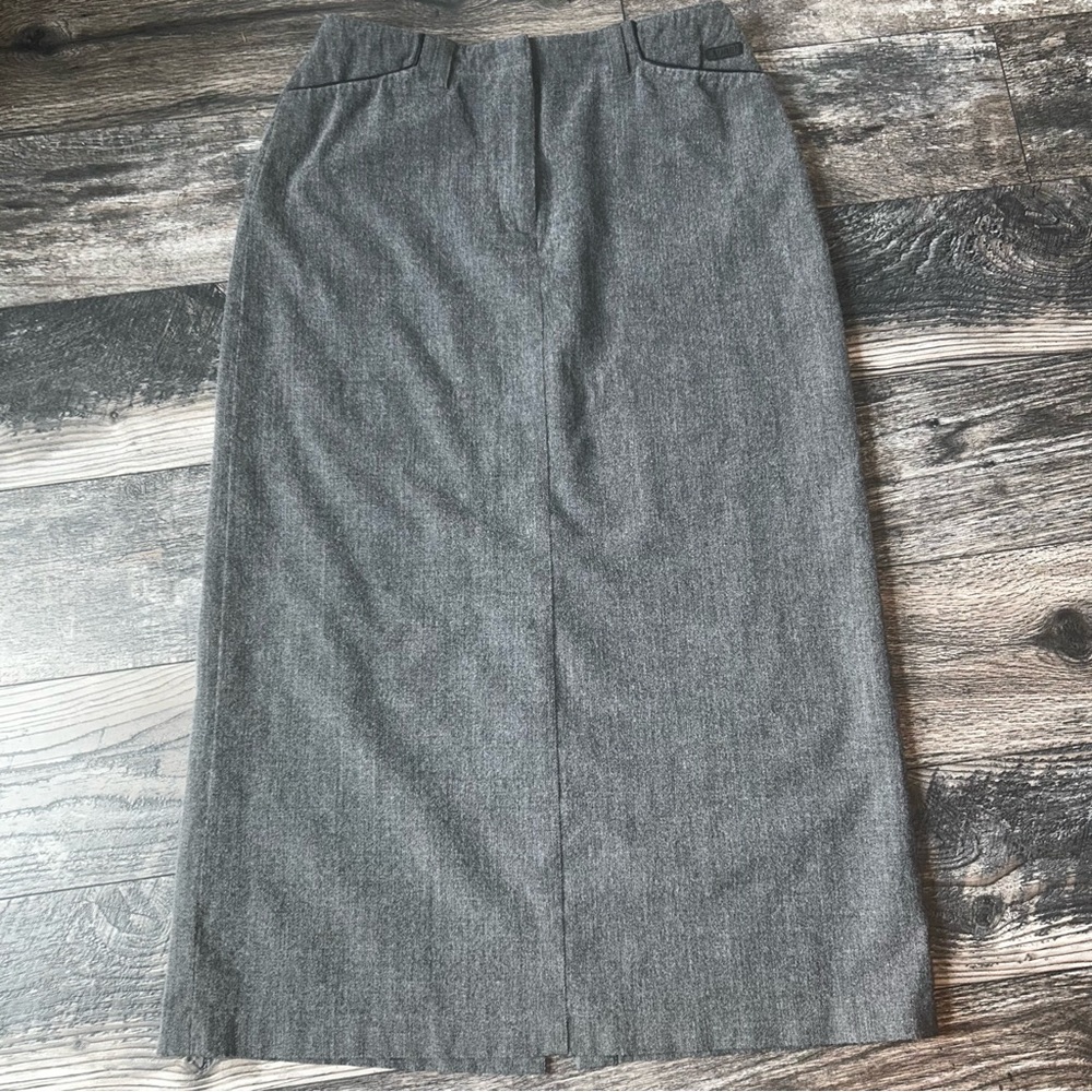 Lauren Ralph Lauren Wool Blend Long Gray Women's Skirt Slit Pockets Size 10